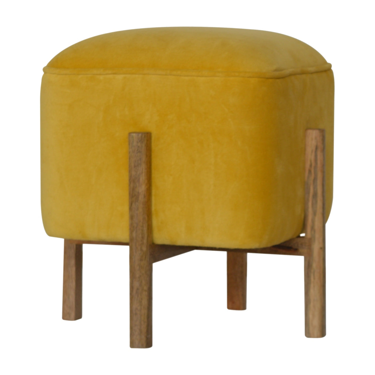 Cote Furniture | Velvet Solid Footstool - Mustard  Footstools IN1273