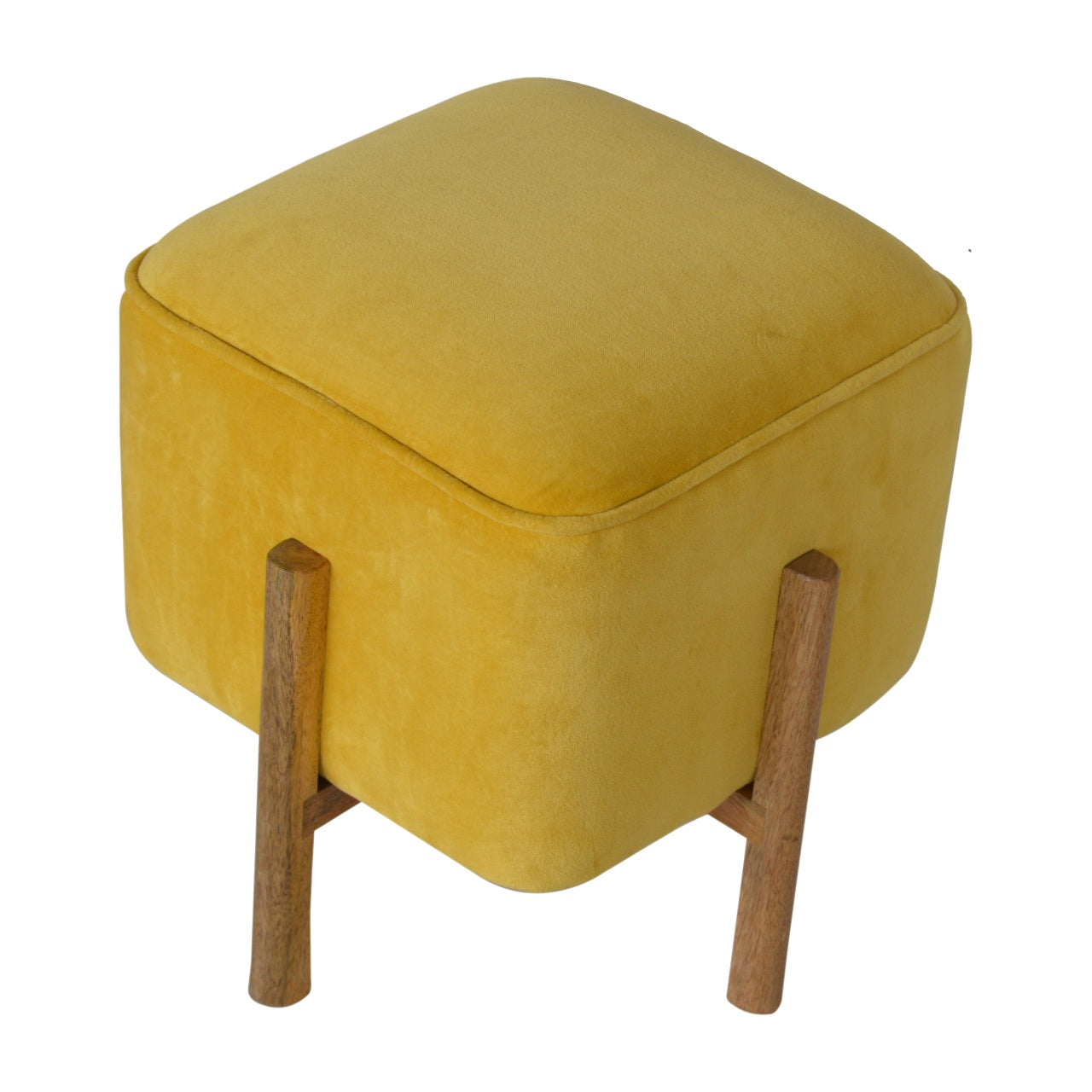 Cote Furniture | Velvet Solid Footstool - Mustard  Footstools IN1273