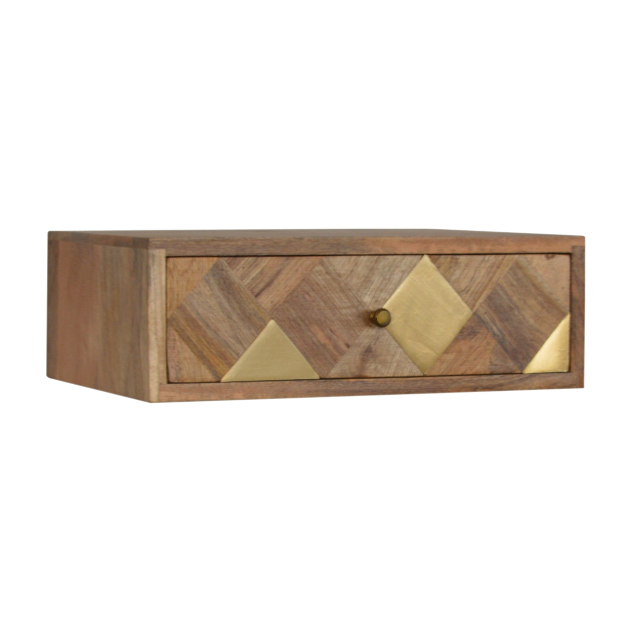 Cote Furniture | Brass Inlay Wall Mounted Bedside Table - Oak Bedside Tables IN1292