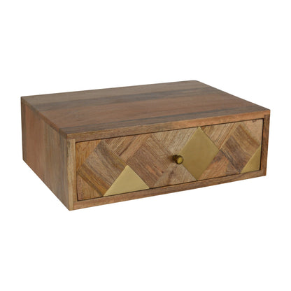 Cote Furniture | Brass Inlay Wall Mounted Bedside Table - Oak Bedside Tables IN1292