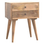 Modern 2 Drawer Bedside Table - Oak