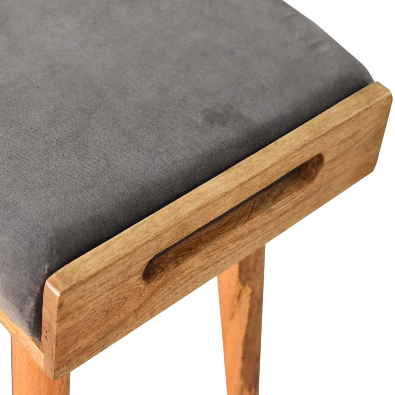 Cote Furniture | Velvet Tray Style Footstool - Grey  Footstools IN1604