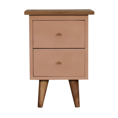 Cote Furniture | Blush Pink Hand Painted Bedside Table - Oak Bedside Tables IN1634