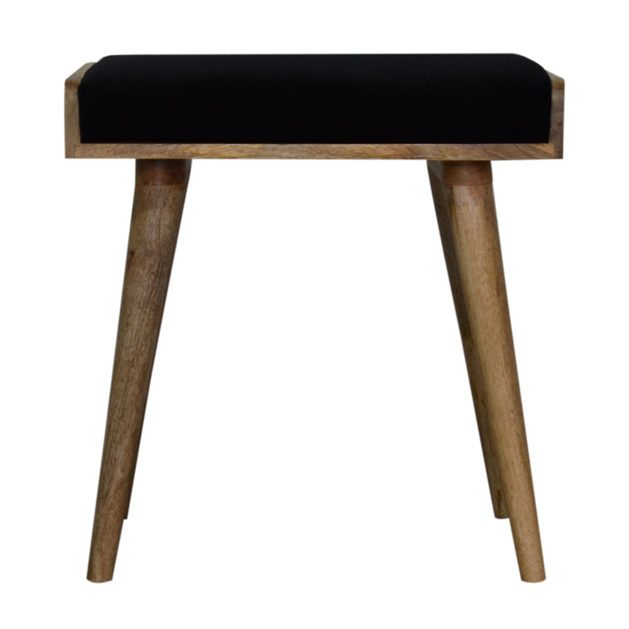 Cote Furniture | Velvet Tray Style Footstool - Black  Footstools IN1683