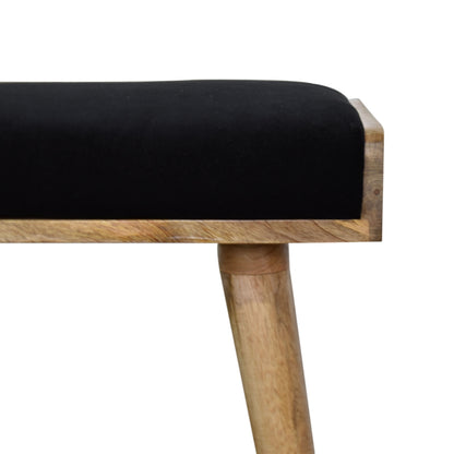 Cote Furniture | Velvet Tray Style Footstool - Black  Footstools IN1683