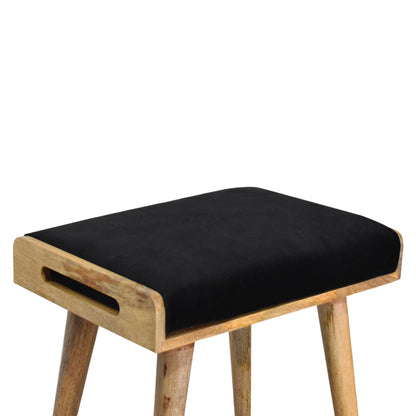 Cote Furniture | Velvet Tray Style Footstool - Black  Footstools IN1683