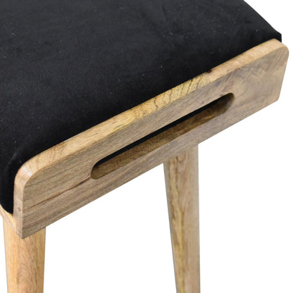 Cote Furniture | Velvet Tray Style Footstool - Black  Footstools IN1683