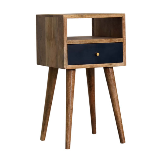 Cote Furniture | Small Navy Blue Hand Painted Bedside Table - Oak Compact, Bedside Tables IN1685