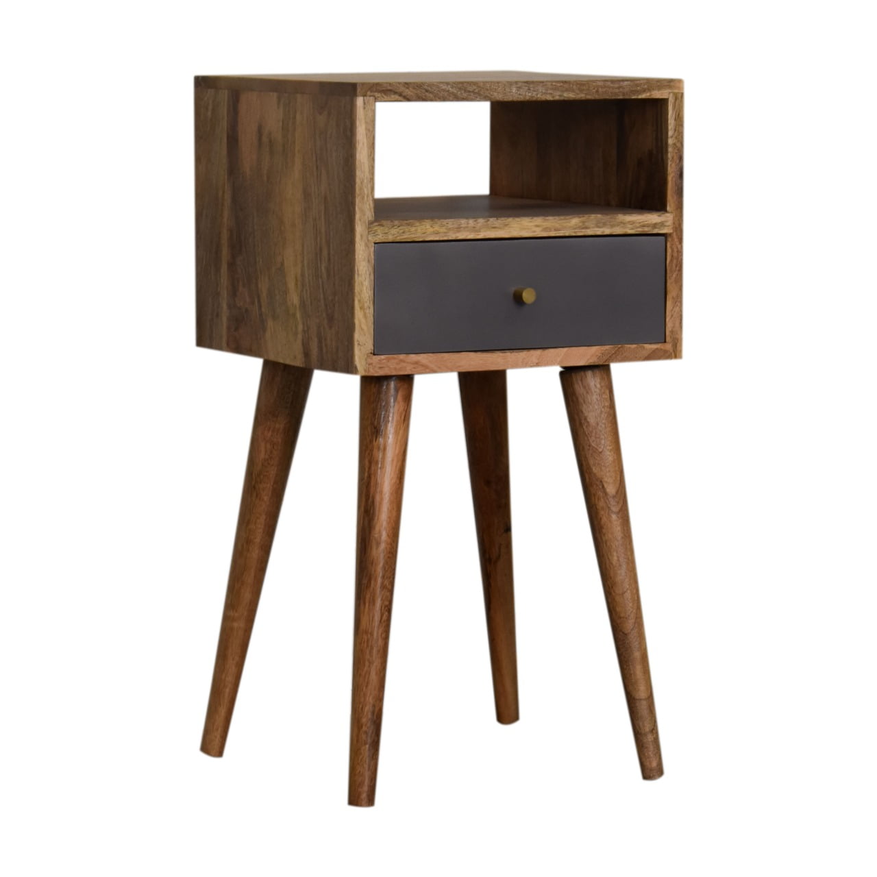 Cote Furniture | Small Slate Painted Bedside Table - Oak Compact, Bedside Tables IN1688