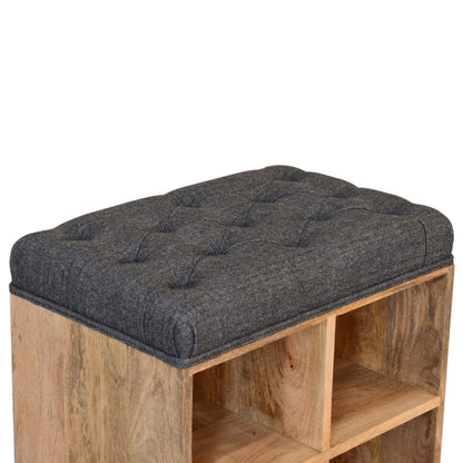 Cote Furniture | Small Black Shoe Storage Footstool - Oak Compact, Hallway Seating & Storage, Accent Chairs & Armchairs IN1728