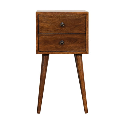 Cote Furniture | Small Chestnut Bedside Table 2 Drawer - Chestnut Compact, Bedside Tables IN1736