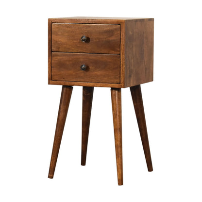 Cote Furniture | Small Chestnut Bedside Table 2 Drawer - Chestnut Compact, Bedside Tables IN1736