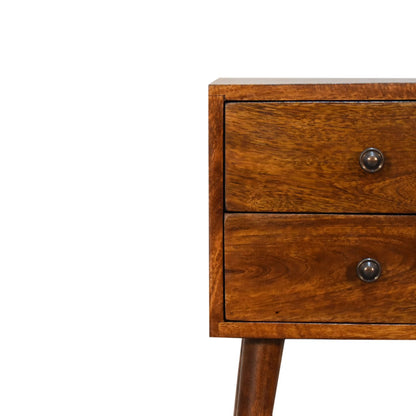 Cote Furniture | Small Chestnut Bedside Table 2 Drawer - Chestnut Compact, Bedside Tables IN1736