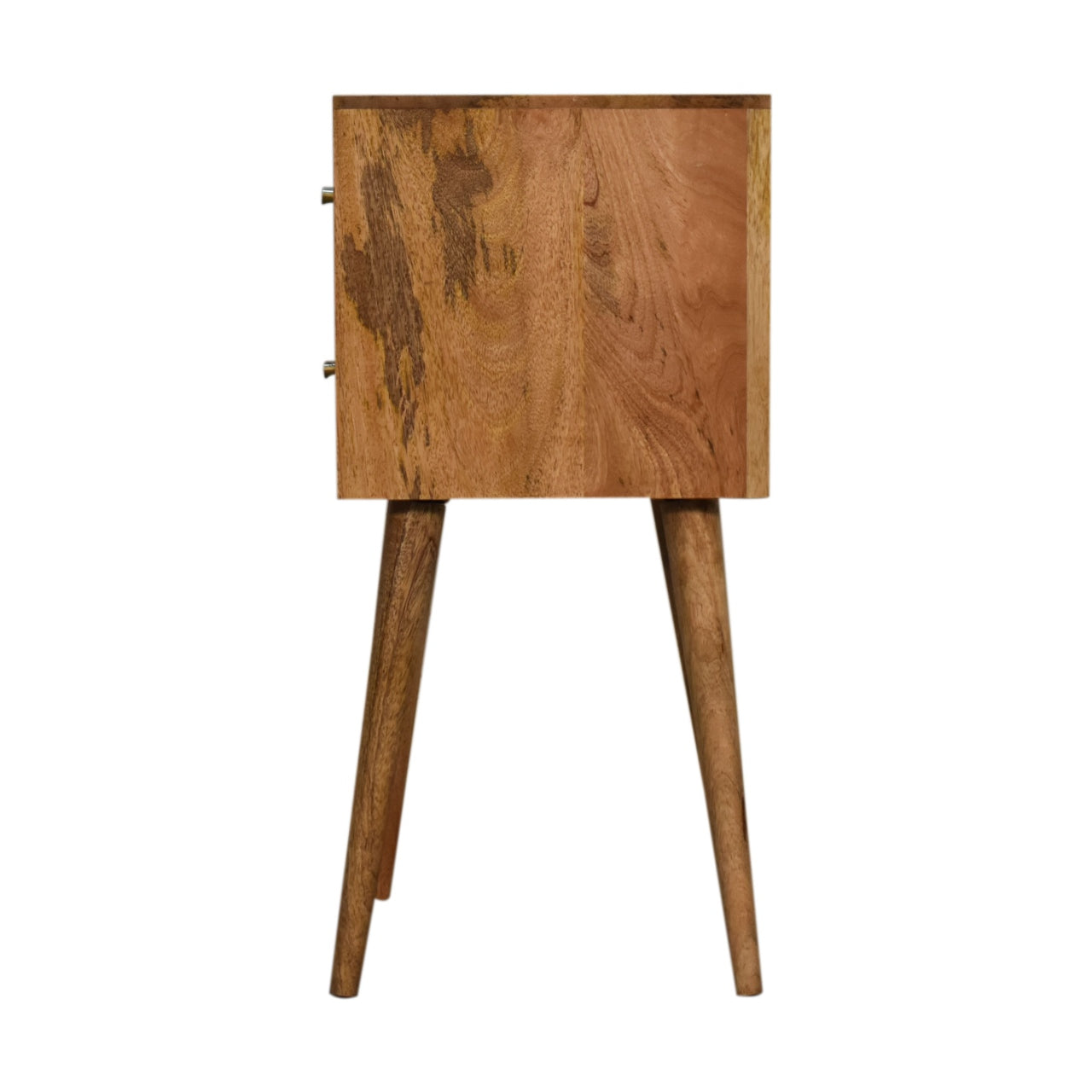 Cote Furniture | Small Cube Carved 2 Drawer Bedside Table - Oak Compact, Bedside Tables IN1737