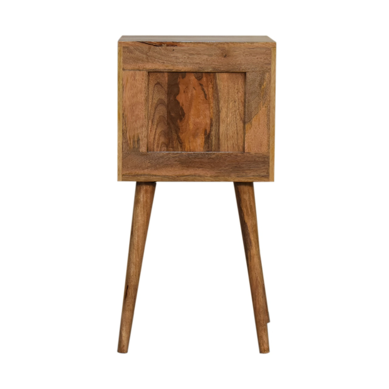 Cote Furniture | Small Cube Carved 2 Drawer Bedside Table - Oak Compact, Bedside Tables IN1737