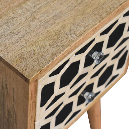 Cote Furniture | Small White Pattern Bedside Table 2 Drawer - Oak Compact, Bedside Tables IN1739