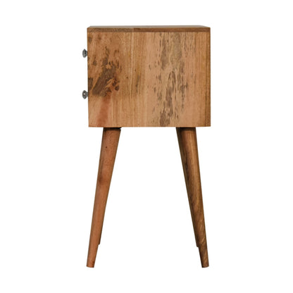 Cote Furniture | Small White Pattern Bedside Table 2 Drawer - Oak Compact, Bedside Tables IN1739