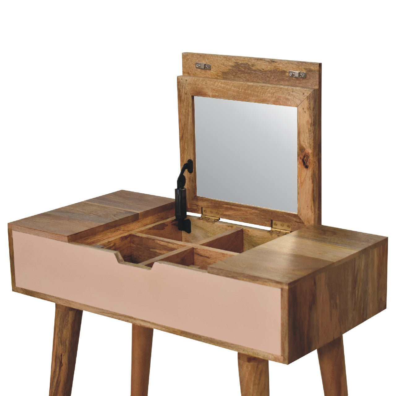 Cote Furniture | Small Pink Dressing Table With Mirror - Oak Compact, Dressing Tables & Desks IN1762