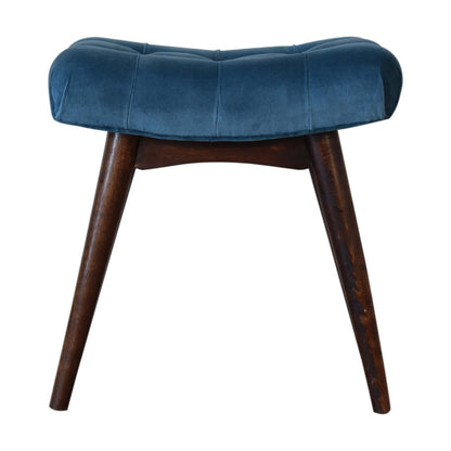 Cote Furniture | Small Velvet Curved Bench - Teal  Compact, Hallway Seating & Storage IN1764