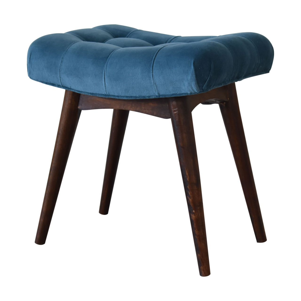 Cote Furniture | Small Velvet Curved Bench - Teal  Compact, Hallway Seating & Storage IN1764