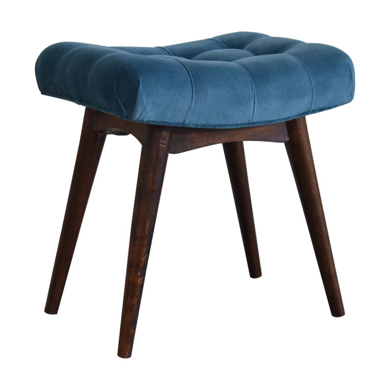 Cote Furniture | Small Velvet Curved Bench - Teal  Compact, Hallway Seating & Storage IN1764