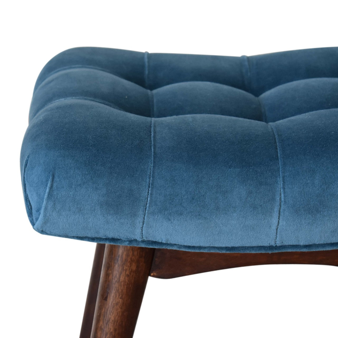 Cote Furniture | Small Velvet Curved Bench - Teal  Compact, Hallway Seating & Storage IN1764