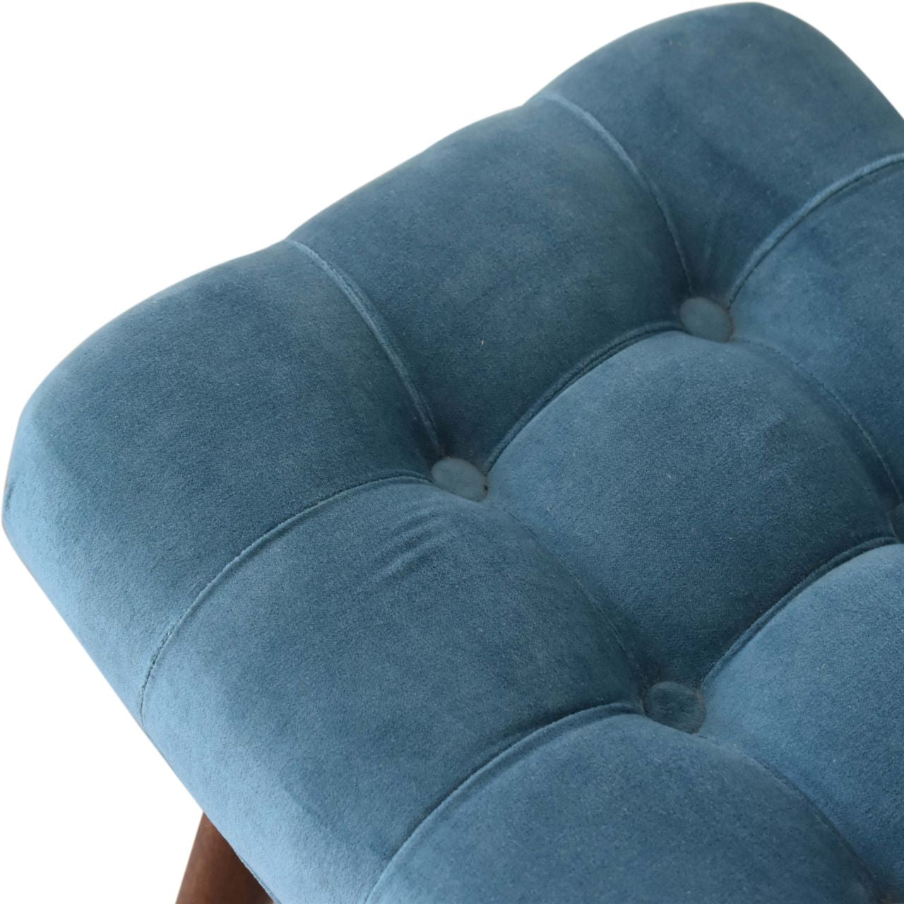 Cote Furniture | Small Velvet Curved Bench - Teal  Compact, Hallway Seating & Storage IN1764