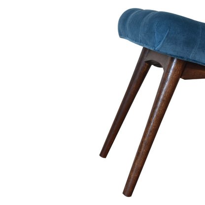 Cote Furniture | Small Velvet Curved Bench - Teal  Compact, Hallway Seating & Storage IN1764