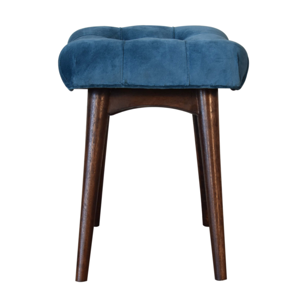 Cote Furniture | Small Velvet Curved Bench - Teal  Compact, Hallway Seating & Storage IN1764