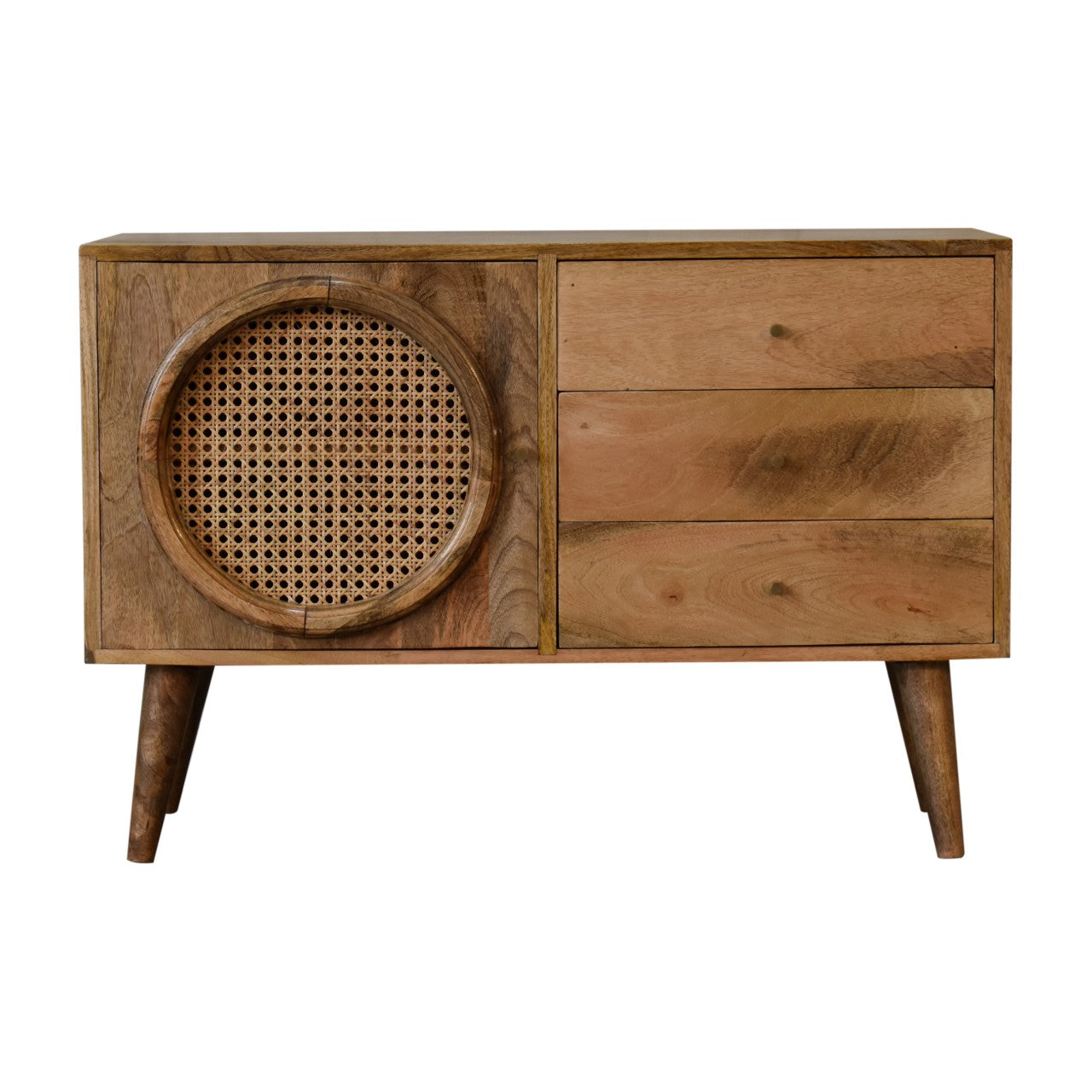 Cote Furniture | Larissa Ratten Sideboard 3 Drawer - Oak Rattan,  IN1773