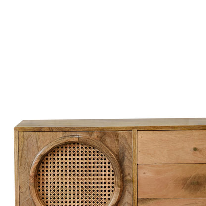 Cote Furniture | Larissa Ratten Sideboard 3 Drawer - Oak Rattan,  IN1773