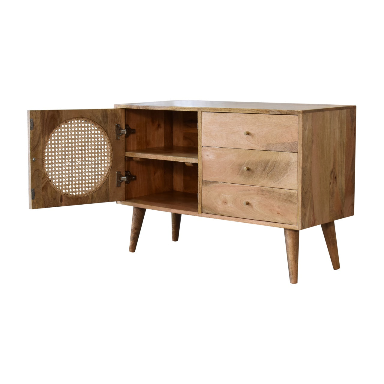 Cote Furniture | Larissa Ratten Sideboard 3 Drawer - Oak Rattan,  IN1773