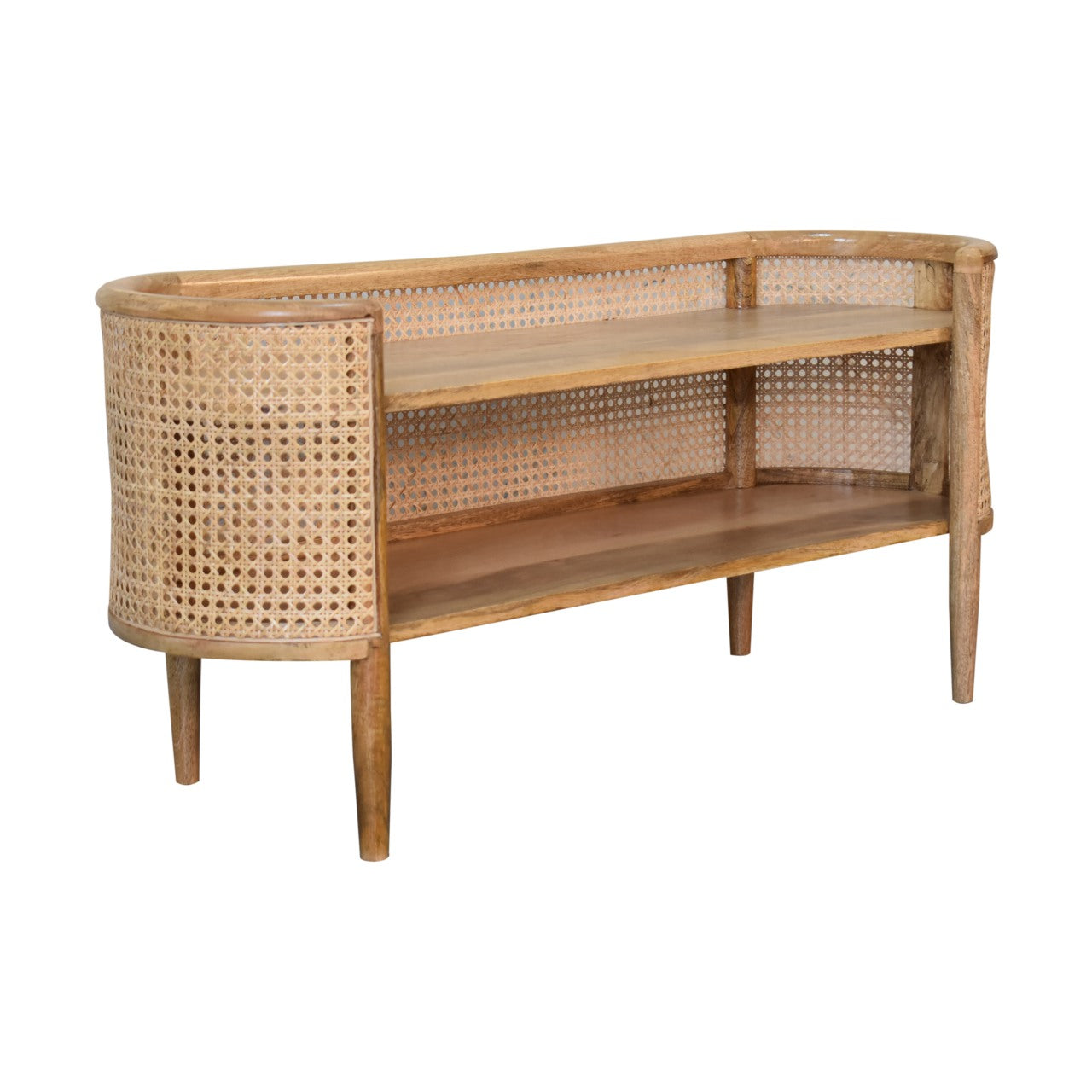 Cote Furniture | Larissa Rattan Curved Style Shelving Unit - Oak Rattan,  IN1775