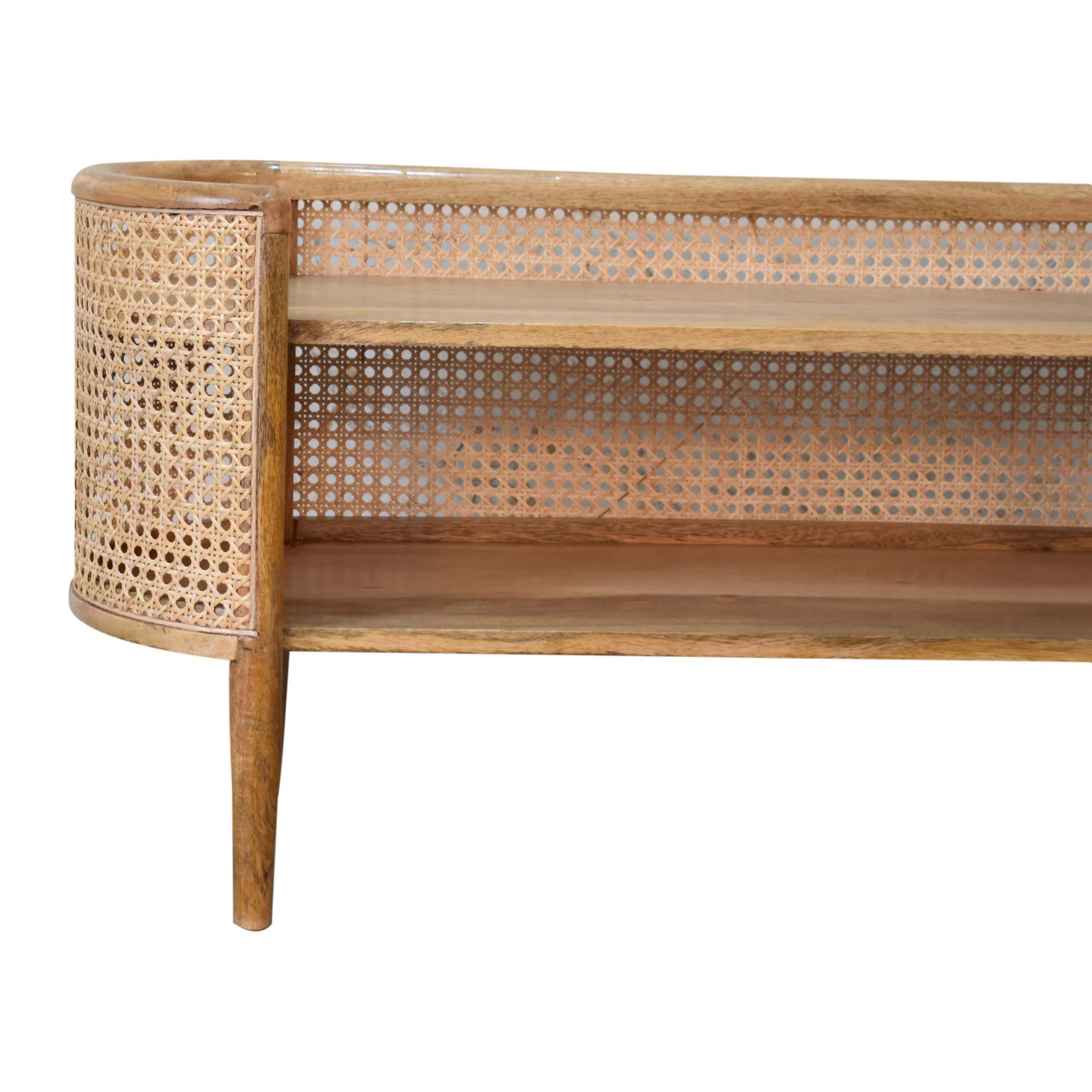 Cote Furniture | Larissa Rattan Curved Style Shelving Unit - Oak Rattan,  IN1775