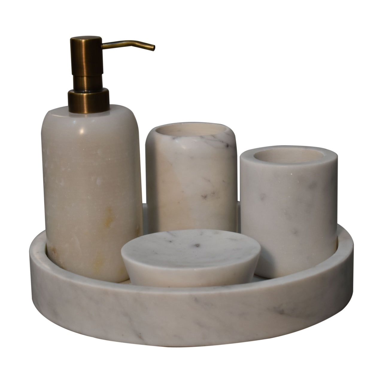 Cote Furniture | Marble Bathroom Set of 5 - White  Bathroom Homeware & Storage IN1871