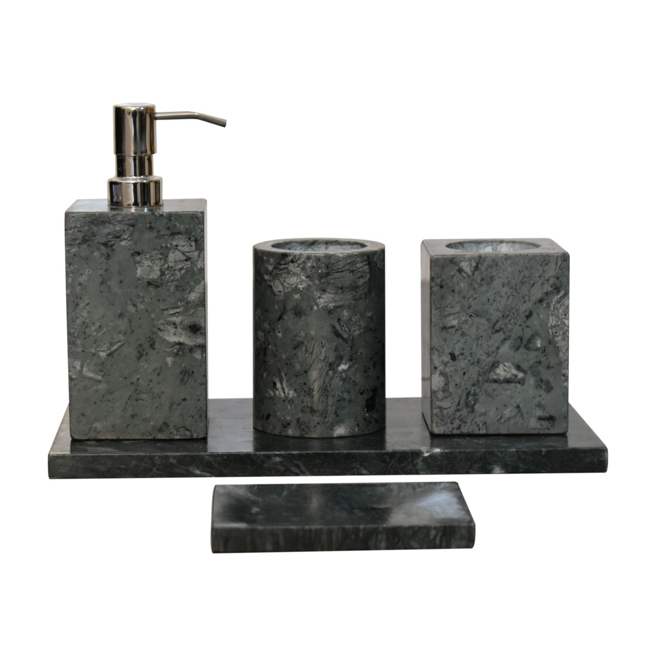 Cote Furniture | Marble Bathroom Set of 5 - Green/Grey Bathroom Homeware & Storage IN1872