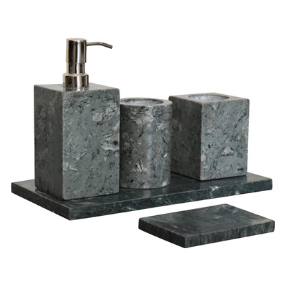 Cote Furniture | Marble Bathroom Set of 5 - Green/Grey Bathroom Homeware & Storage IN1872