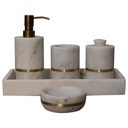 Cote Furniture | Bathroom Set of 5 - Brass Inlay  Bathroom Homeware & Storage IN1873