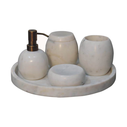 Cote Furniture | Marble Bathroom (Round) Set of 5 - White  Bathroom Homeware & Storage IN1876