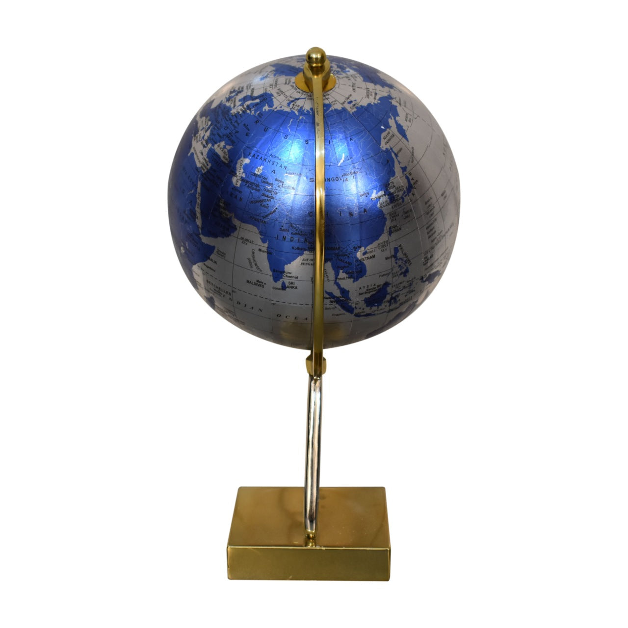 Cote Furniture | Mixed Chrome and Blue Globe Brass Frame Decorative Objects IN1905