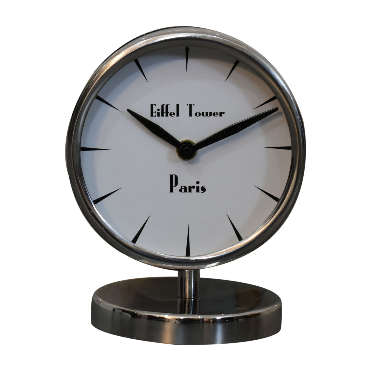 Cote Furniture | Chrome Shelf Clock with White Face IN1909