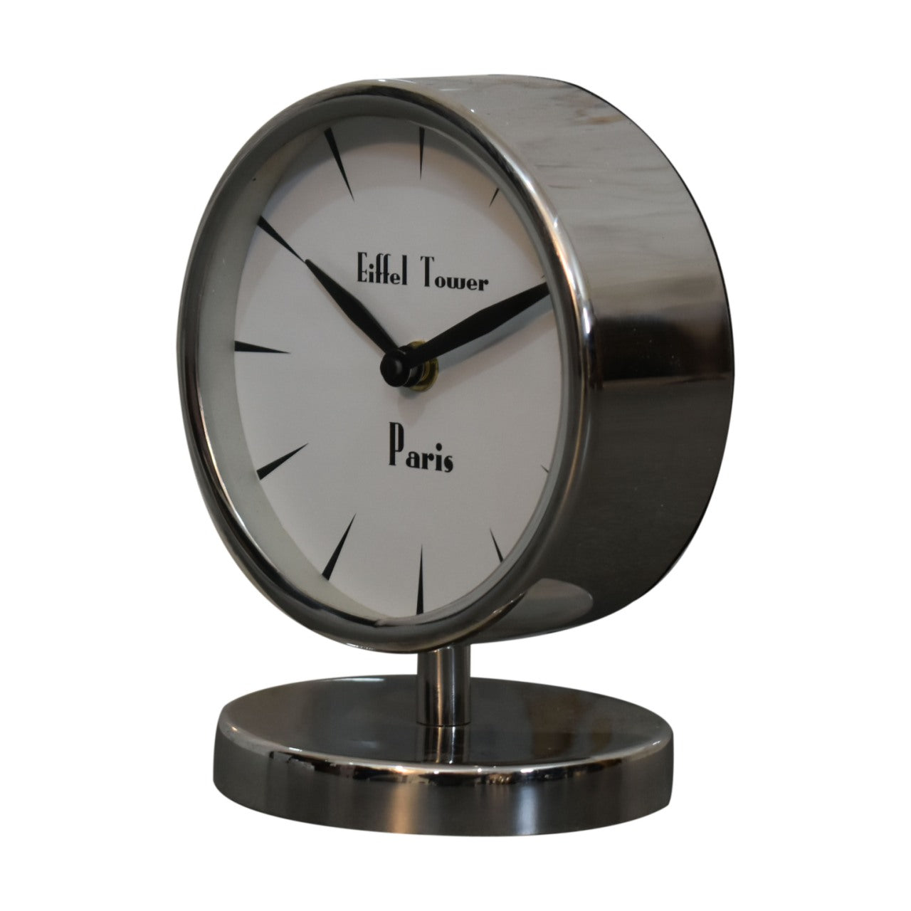 Cote Furniture | Chrome Shelf Clock with White Face IN1909