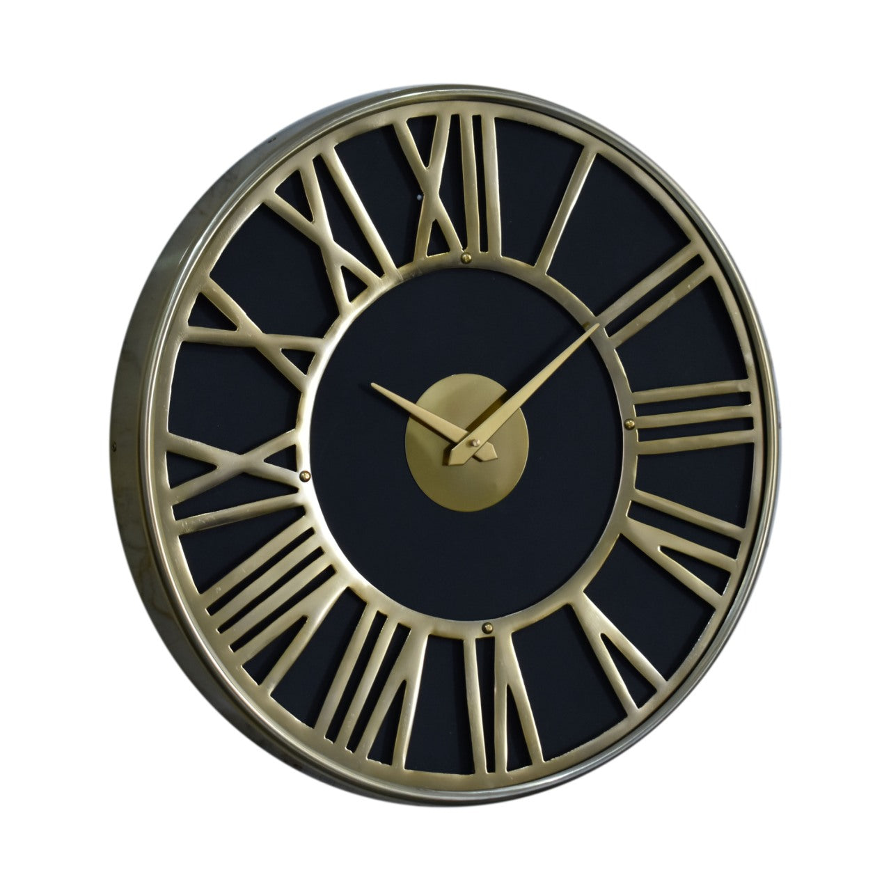 Cote Furniture | Black and Gold Wall Clock - Roman Numerals Wall Art & Clocks IN1915