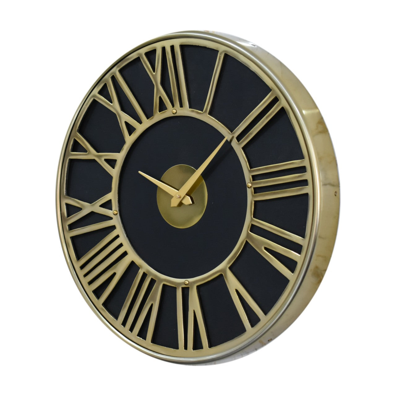 Cote Furniture | Black and Gold Wall Clock - Roman Numerals Wall Art & Clocks IN1915