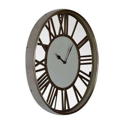 Cote Furniture | White and Chrome Wall Clock - Roman Numerals Wall Art & Clocks IN1916