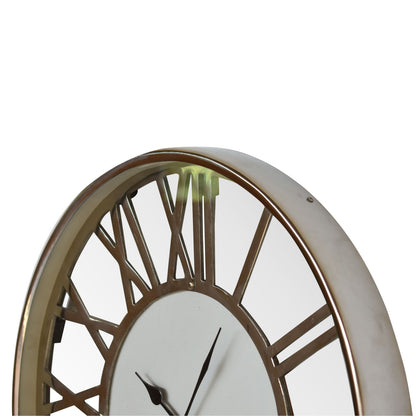 Cote Furniture | White and Chrome Wall Clock - Roman Numerals Wall Art & Clocks IN1916