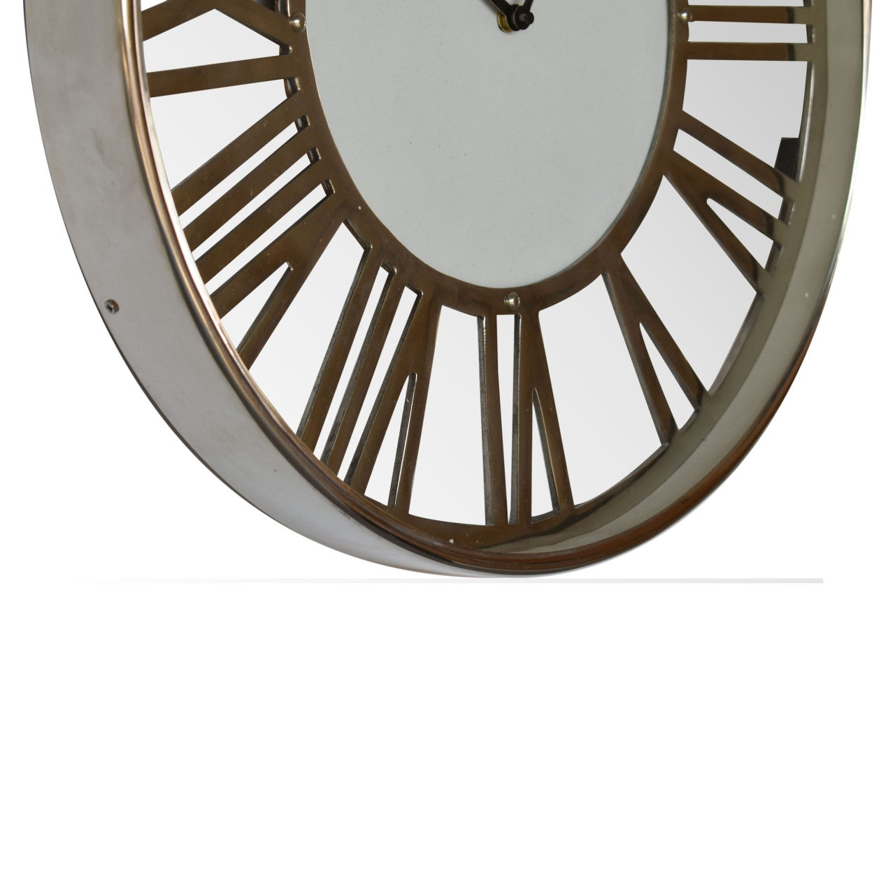 Cote Furniture | White and Chrome Wall Clock - Roman Numerals Wall Art & Clocks IN1916