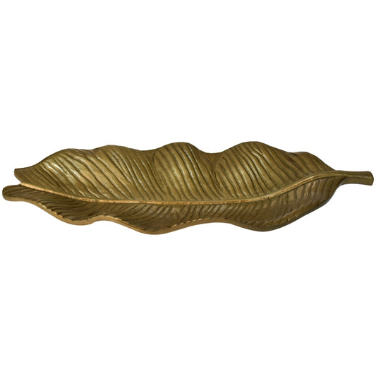 Cote Furniture | Banana Leaf Tray - Antique Brass Finish Decorative Objects IN1939