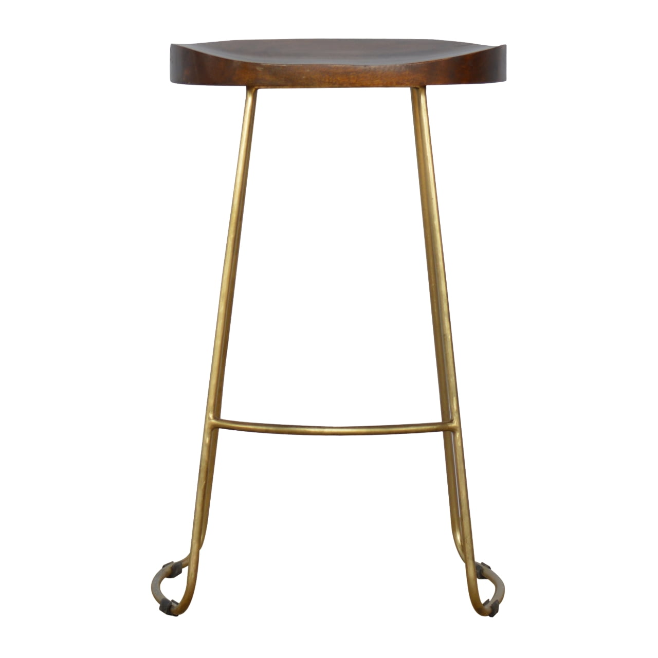 Cote Furniture | Gold Iron Bar Stool - Chestnut Stools IN251