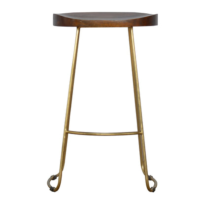 Cote Furniture | Gold Iron Bar Stool - Chestnut Stools IN251